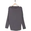 Renee C Brushed Knit Long Sleeve Top In Charcoal