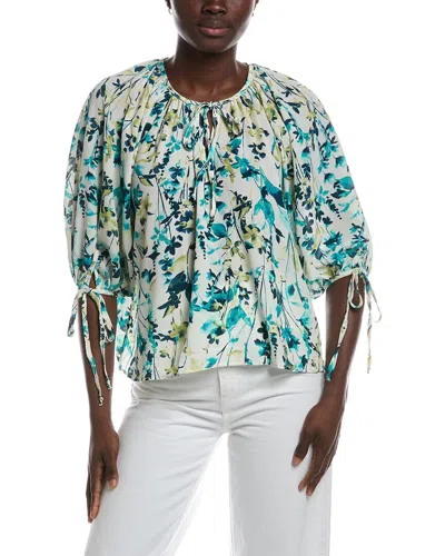 Renee C Bubble Crepe Top In Green