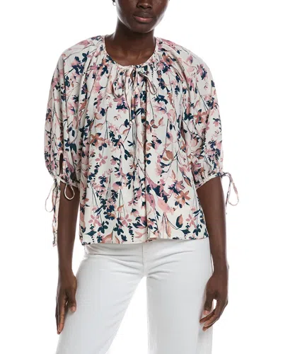 Renee C Bubble Crepe Top In Pink