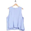 Renee C Bubble Hem Satin Tank In Blue