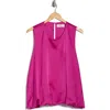 Renee C Bubble Hem Satin Tank In Pink