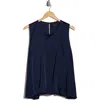 Renee C Bubble Hem Satin Tank In Navy