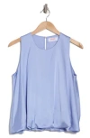 Renee C Bubble Hem Satin Top In Blue