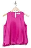 Renee C Bubble Hem Satin Top In Dark Fuchsia