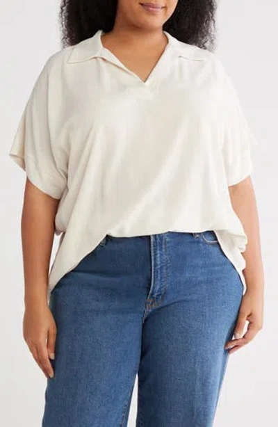 Renee C Collared Knit Top In White