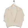 Renee C Collared Short Sleeve Crop Top