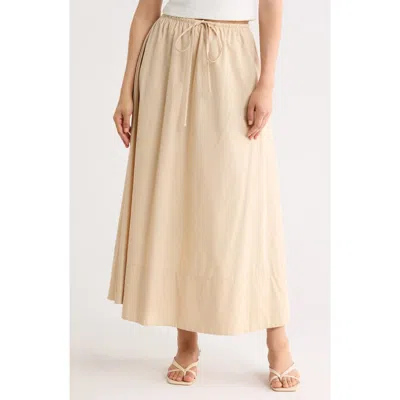 Renee C Cotton Poplin Maxi Skirt In Brown