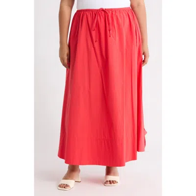 Renee C Cotton Poplin Maxi Skirt In Red