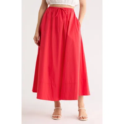 Renee C Cotton Poplin Maxi Skirt In Red
