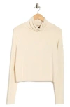 Renee C Cowl Neck Brushed Knit Crop Pullover In Pink