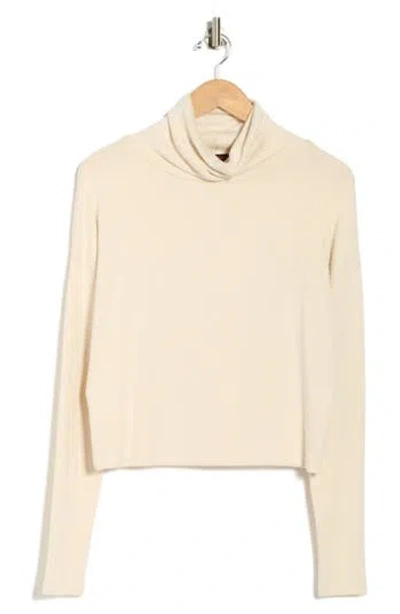 Renee C Cowl Neck Brushed Knit Crop Pullover In Pink