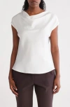 Renee C Cowl Neck Cap Sleeve Satin Top