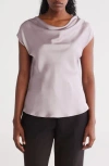 Renee C Cowl Neck Cap Sleeve Satin Top