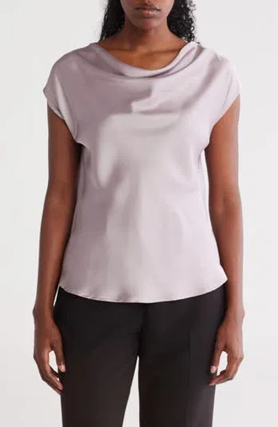 Renee C Cowl Neck Cap Sleeve Satin Top