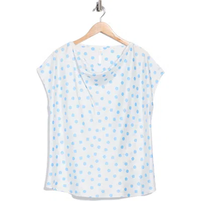 Renee C Cowl Neck Cap Sleeve Satin Top In Multi