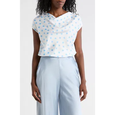 Renee C Cowl Neck Cap Sleeve Satin Top In Multi