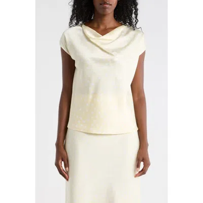 Renee C Cowl Neck Cap Sleeve Satin Top In Multi
