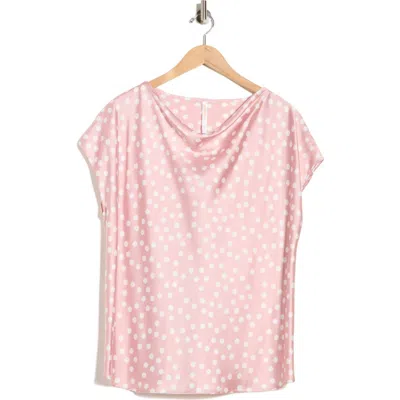 Renee C Cowl Neck Cap Sleeve Satin Top In Pink