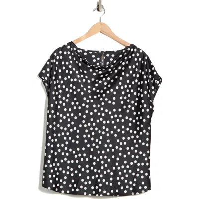Renee C Cowl Neck Cap Sleeve Satin Top In Black