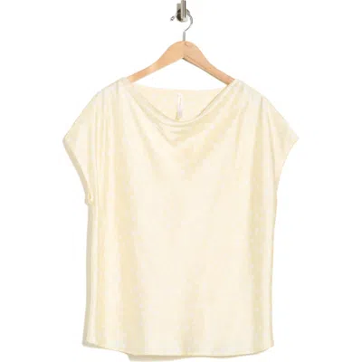 Renee C Cowl Neck Cap Sleeve Satin Top In Multi
