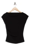Renee C Cowl Neck Rib Knit Top In Black