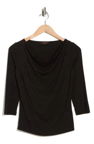 Renee C Cowl Neck Ruched Top In Black
