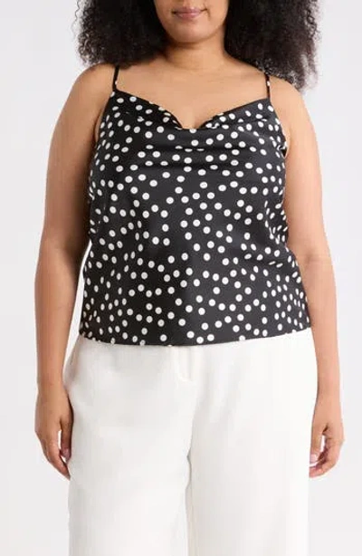 Renee C Cowl Neck Satin Camisole In Black