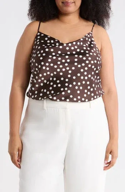 Renee C Cowl Neck Satin Camisole In Brown