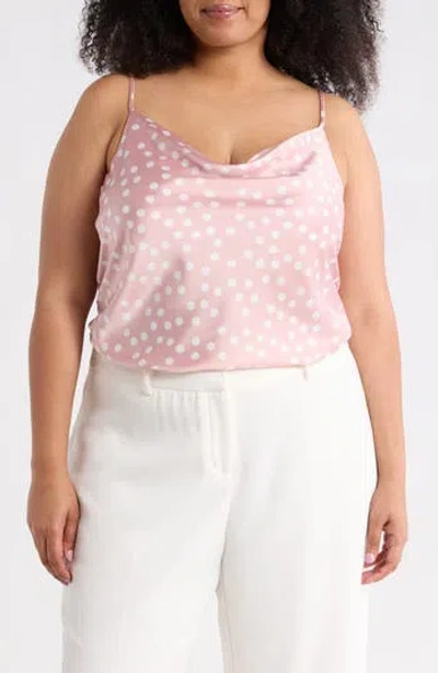 Renee C Cowl Neck Satin Camisole In Pink
