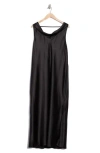 Renee C Cowl Neck Satin Maxi Dress In Black