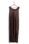 Renee C Cowl Neck Satin Maxi Dress In Brown