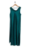 Renee C Cowl Neck Satin Maxi Dress In Green
