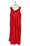 Renee C Cowl Neck Satin Maxi Dress In Red
