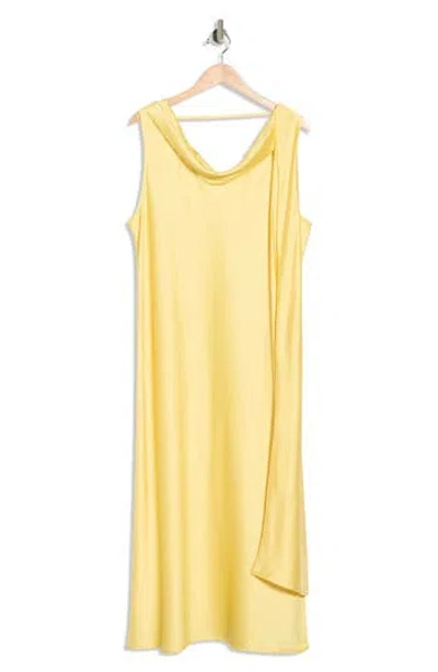 Renee C Cowl Neck Satin Maxi Dress In Yellow