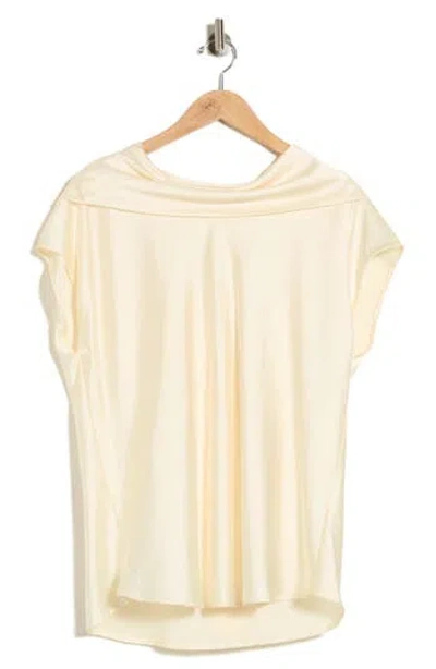 Renee C Scarf Detail Short Sleeve Top In Light Butter
