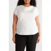 Renee C Cowl Neck Short Sleeve Satin Top