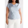 Renee C Cowl Neck Short Sleeve Satin Top