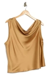 Renee C Cowl Off Shoulder Satin Top In Gold