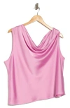 Renee C Cowl Off Shoulder Satin Top In Pink