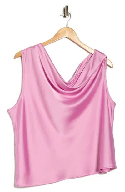 Renee C Cowl Off Shoulder Satin Top In Pink