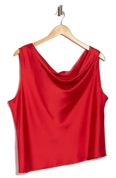 Renee C Cowl Off Shoulder Satin Top In Red