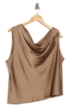 Renee C Cowl Off Shoulder Satin Top In Neutral