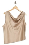 Renee C Cowl Off Shoulder Satin Top In Gold