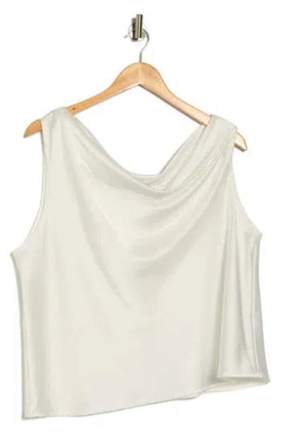 Renee C Cowl Off Shoulder Satin Top In White