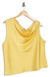 Renee C Cowl Off Shoulder Satin Top In Yellow