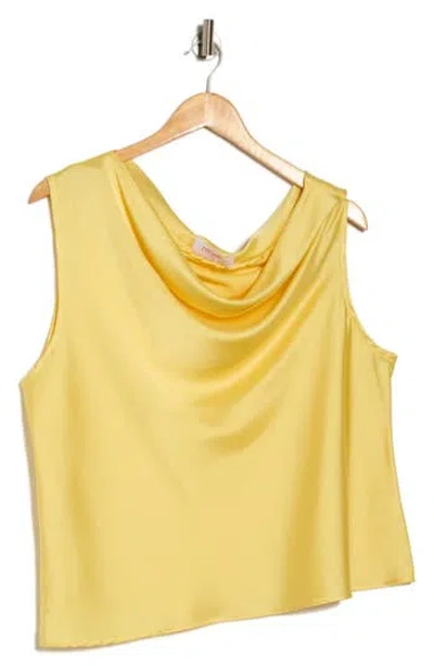Renee C Cowl Off Shoulder Satin Top In Yellow