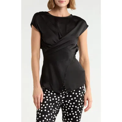 Renee C Cross Front Satin Top In Black