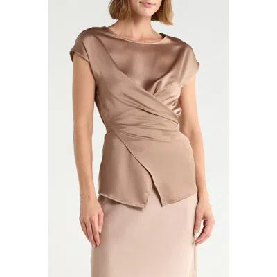 Renee C Cross Front Satin Top In Multi