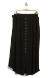 Renee C Curved Hem Pull-on Skirt In Black