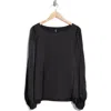 Renee C Cutout Long Sleeve Satin Top In Black